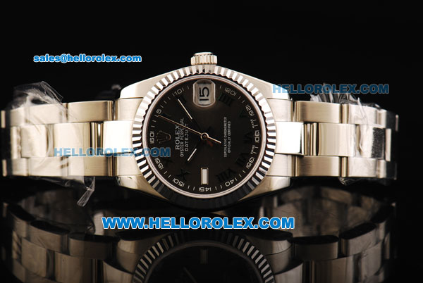 Rolex Datejust Automatic Movement Steel Case with Green Roman Numerals and Steel Strap-Lady Model - Click Image to Close